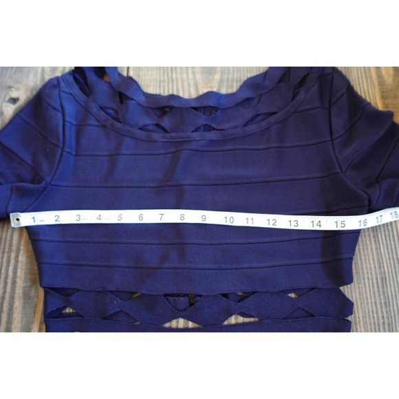 Vintage Y2K Top Womens Small Blue Bandage Cropped Cut Out Knit Stretch Zip Up - Picture 4 of 7